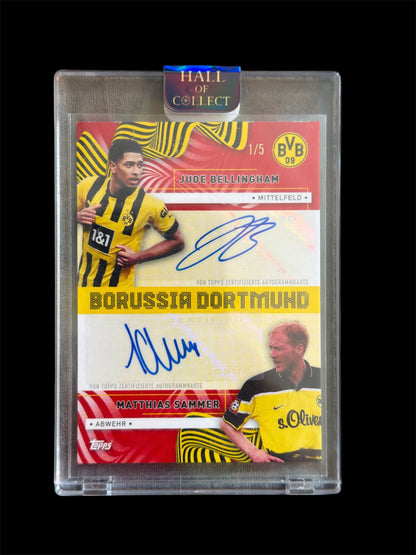 Jude Bellingham Matthias Sammer Dual Auto /5 Topps Helden in Schwarzgelb 2022-23