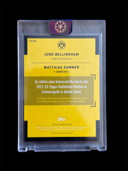 Jude Bellingham Matthias Sammer Dual Auto /5 Topps Helden in Schwarzgelb 2022-23