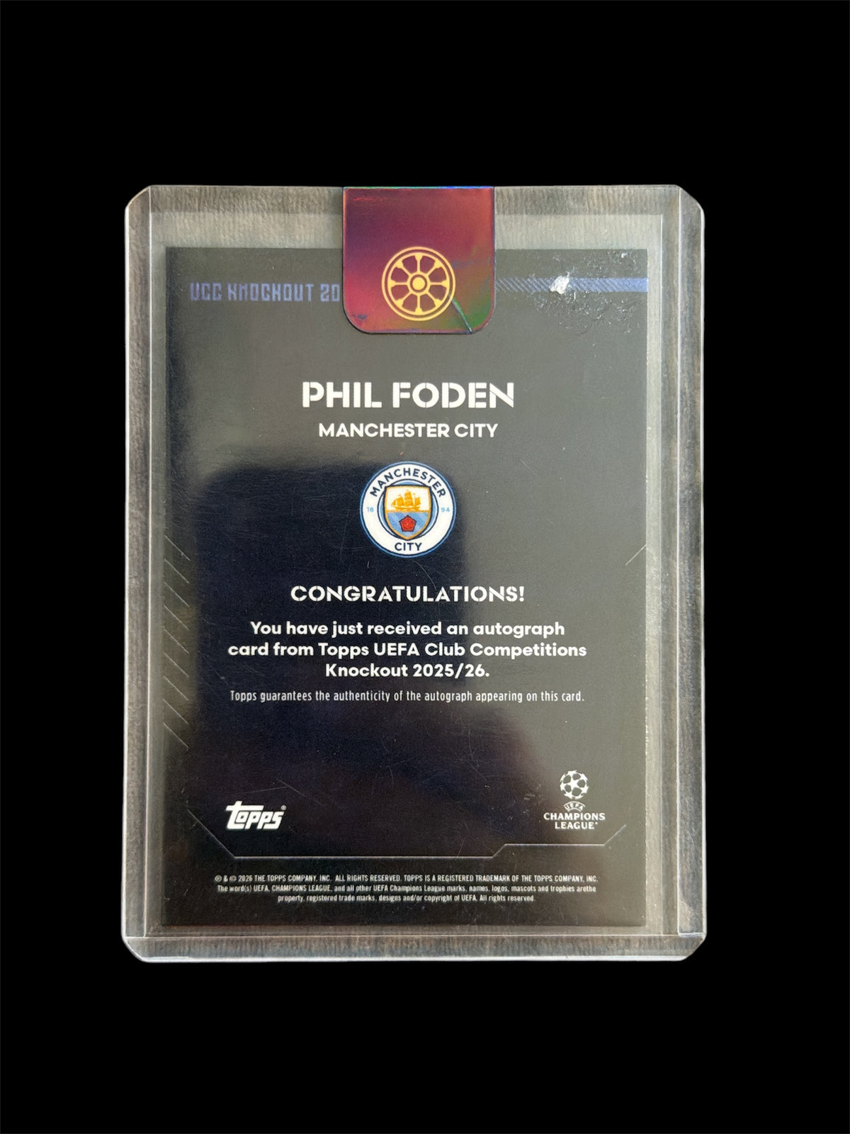Phil Foden Auto /99 Topps Knockout UCC 2025/26