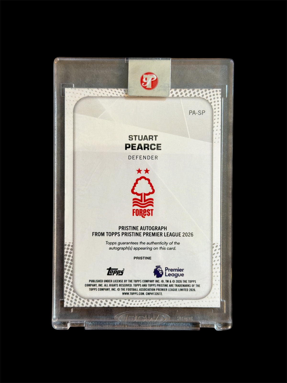Stuart Pearce Auto /15 Topps Pristine BPL 2026