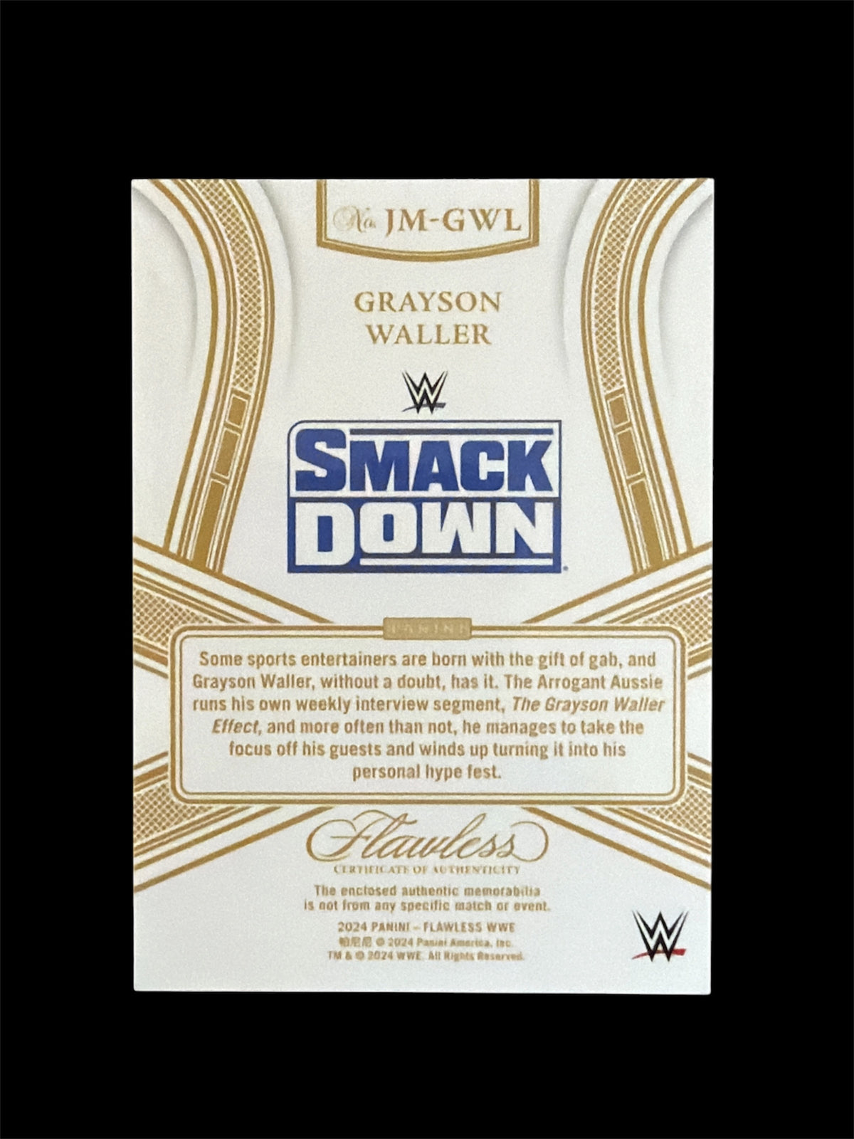 Grayson Waller Relic /8 Panini Flawless WWE 2024