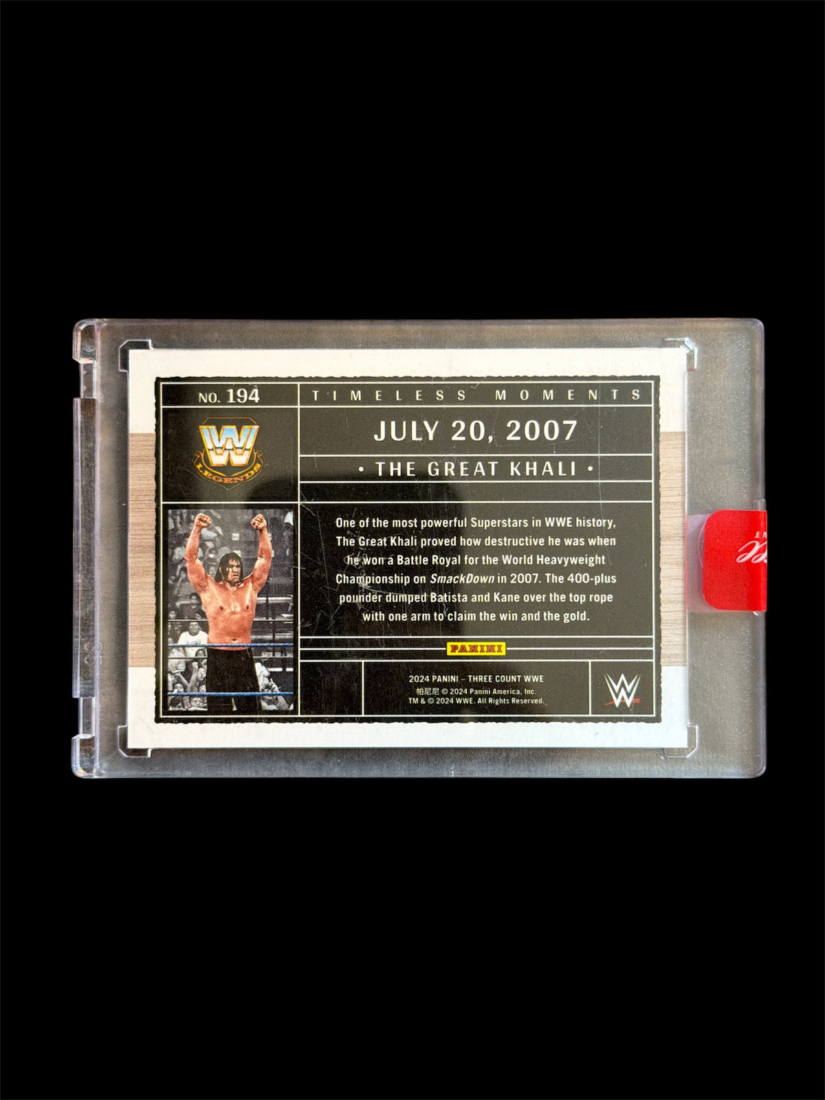 The Great Khali Timeless Moments/8 Panini Three Count WWE 2024