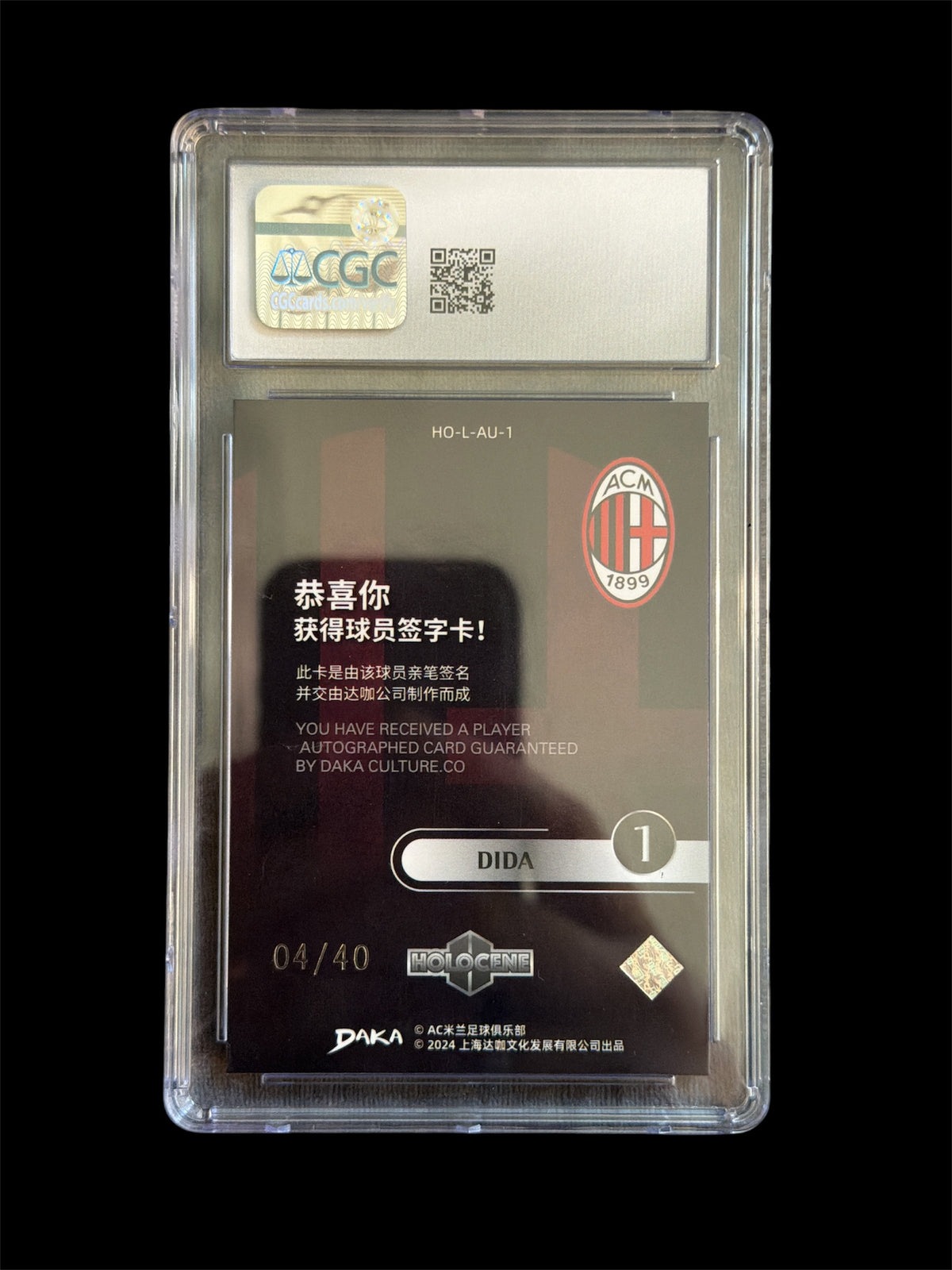 Dida Legend Auto /40 CGC 10 Daka AC Milan Holocene 2023-24