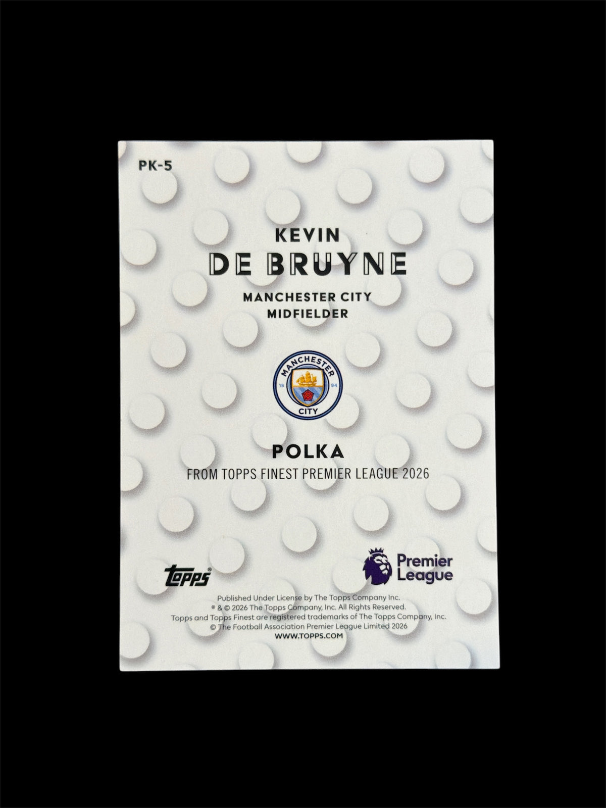 Kevin De Bruyne Polka Topps Finest BPL 2026