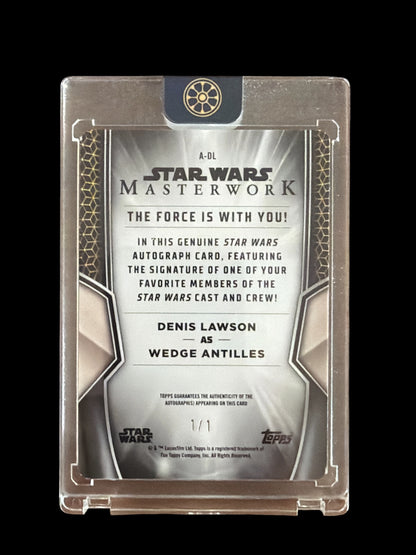 Denis Lawson as Wedge Antilles 1/1 Printing Plate On Card Auto Star Wars Masterwork