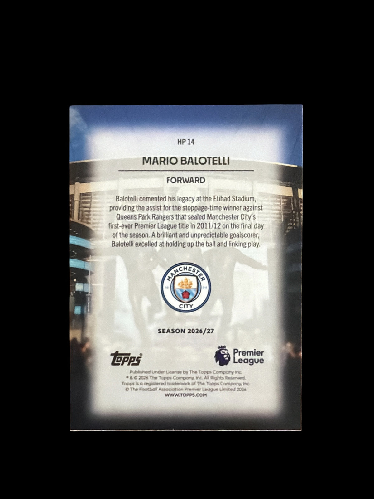 Mario Balotelli Home Pitch Case Hit Topps Flagship BPL 2026/27
