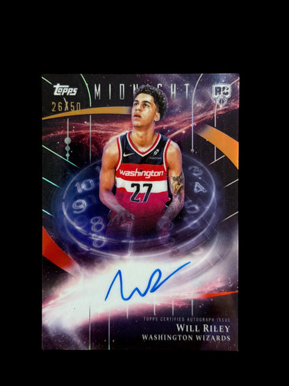 Will Riley RC On Card Auto/50 Topps Midnight NBA 2025