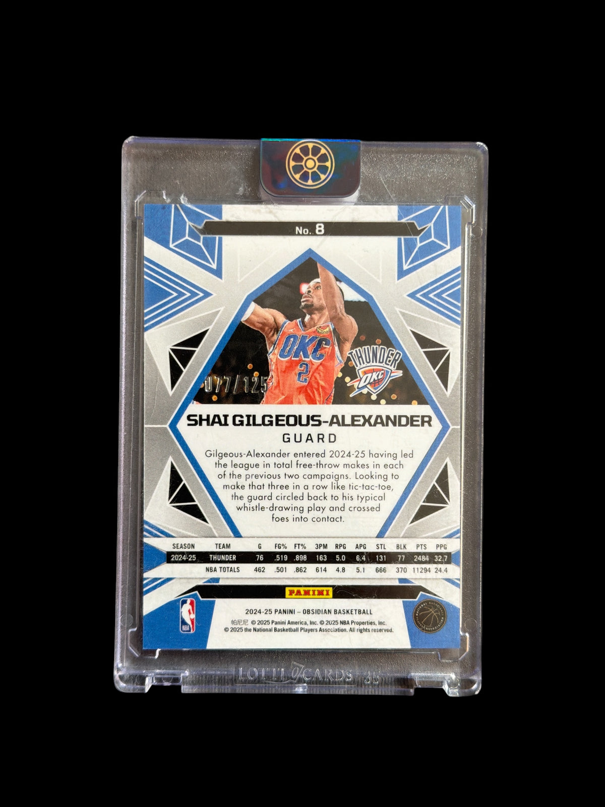 Shai Gilgeous-Alexander /125 Panini Obsidian Basketball 2024-25