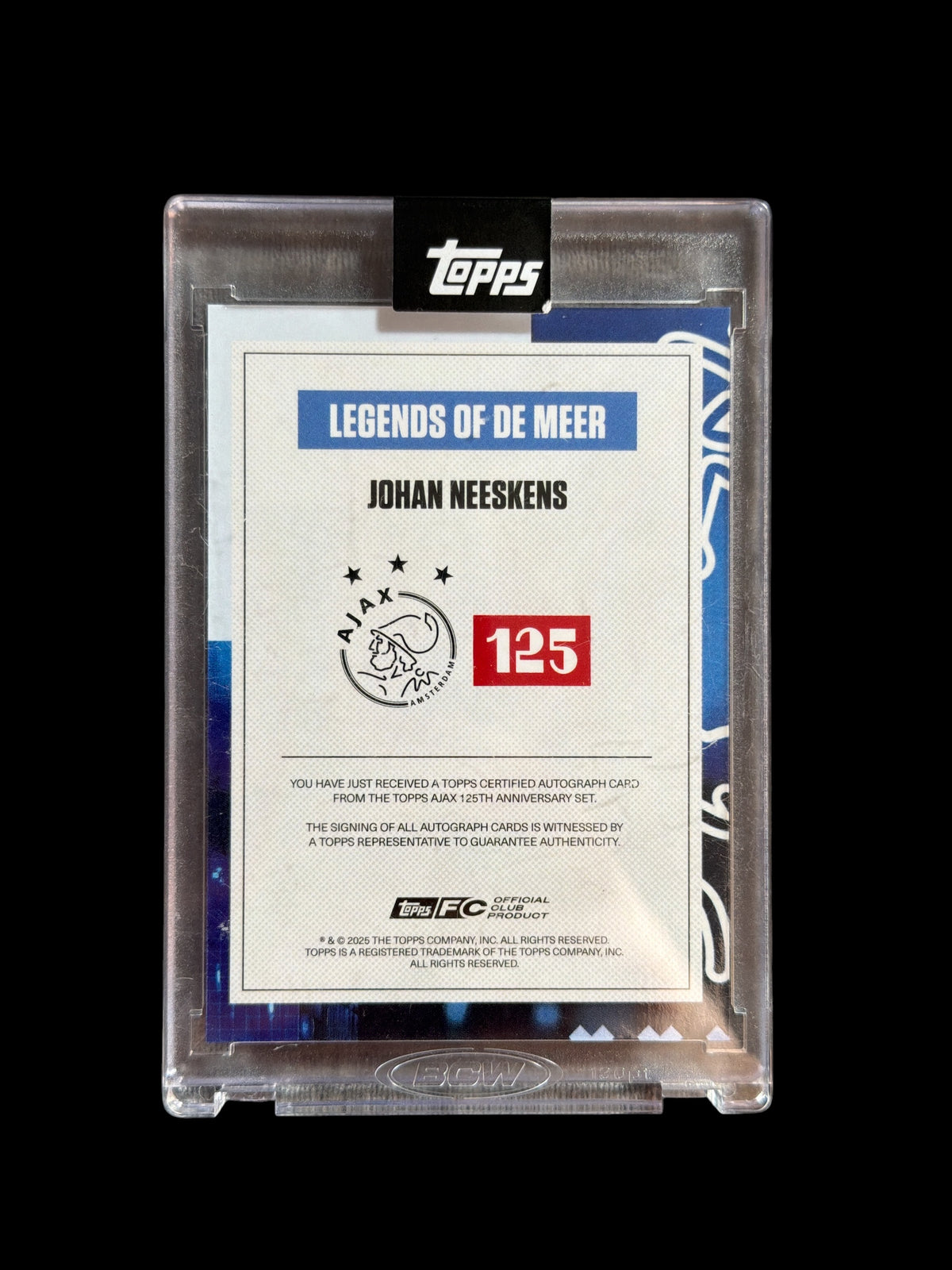 Johan Neeskens Auto /49 Legends of de Meer Topps Ajax Amsterdam 125 Jahre