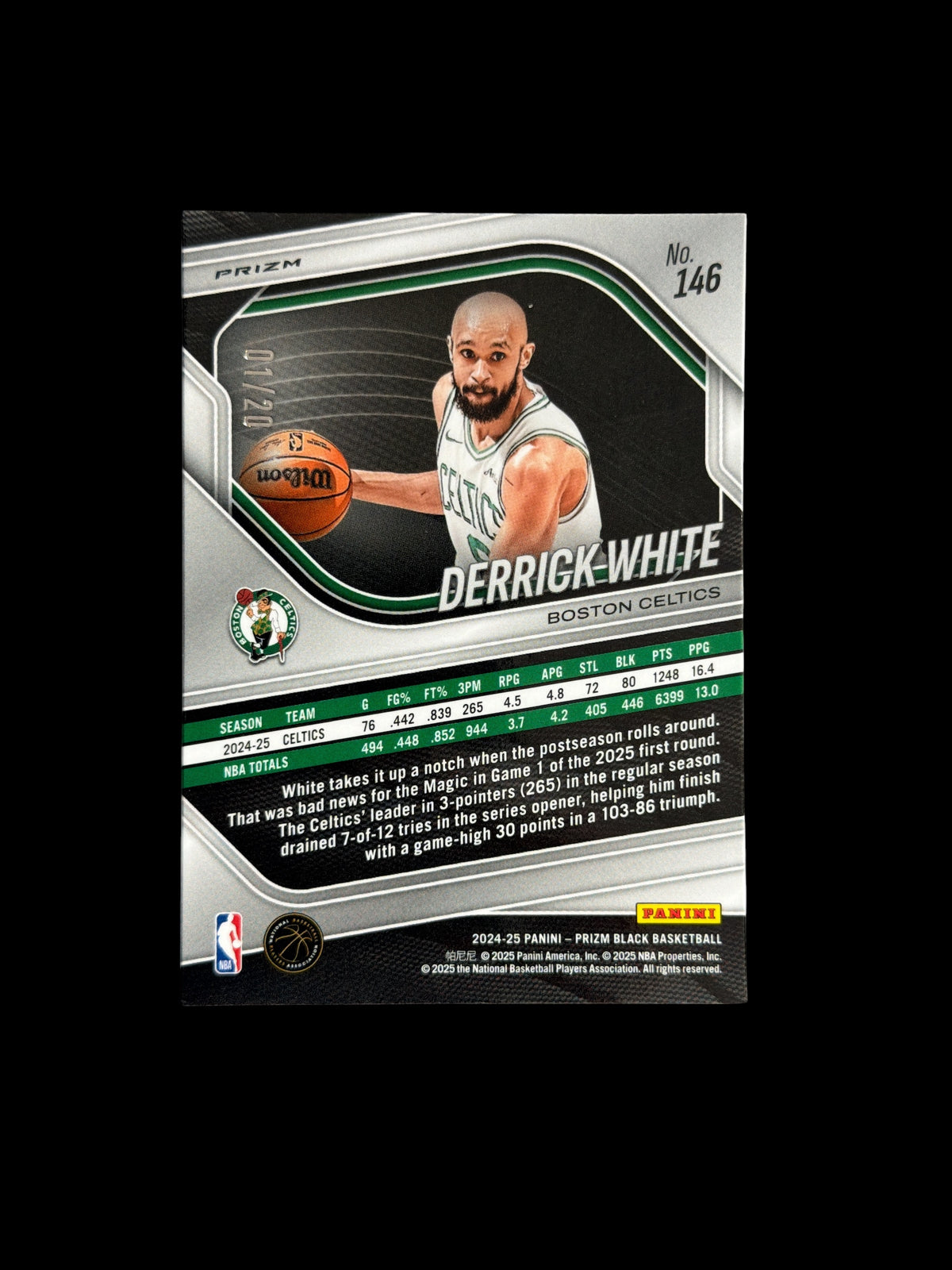 Derrick White /20 Cherry Blossom Panini Prizm Black Basketball 2024-25