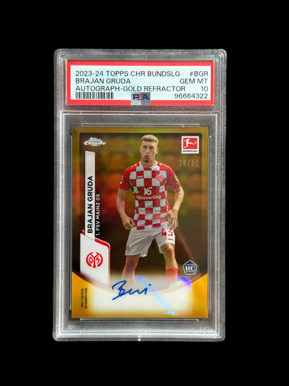 Brajan Gruda Auto /50 PSA 10 Topps Chrome Bundesliga 2023-24