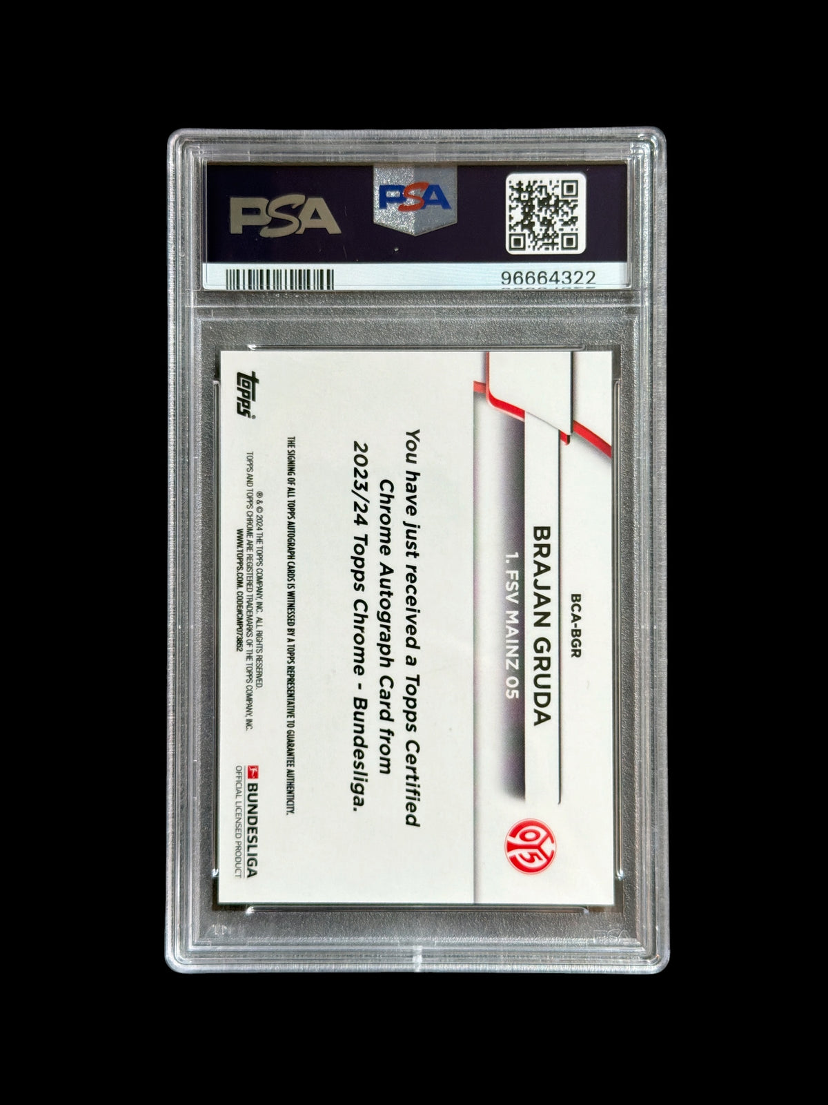 Brajan Gruda Auto /50 PSA 10 Topps Chrome Bundesliga 2023-24