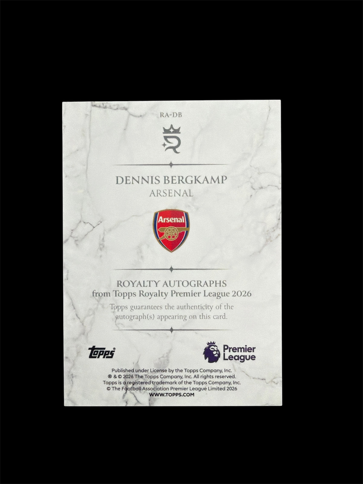 Dennis Bergkamp On Card Auto /25 Topps Royalty BPL 2026