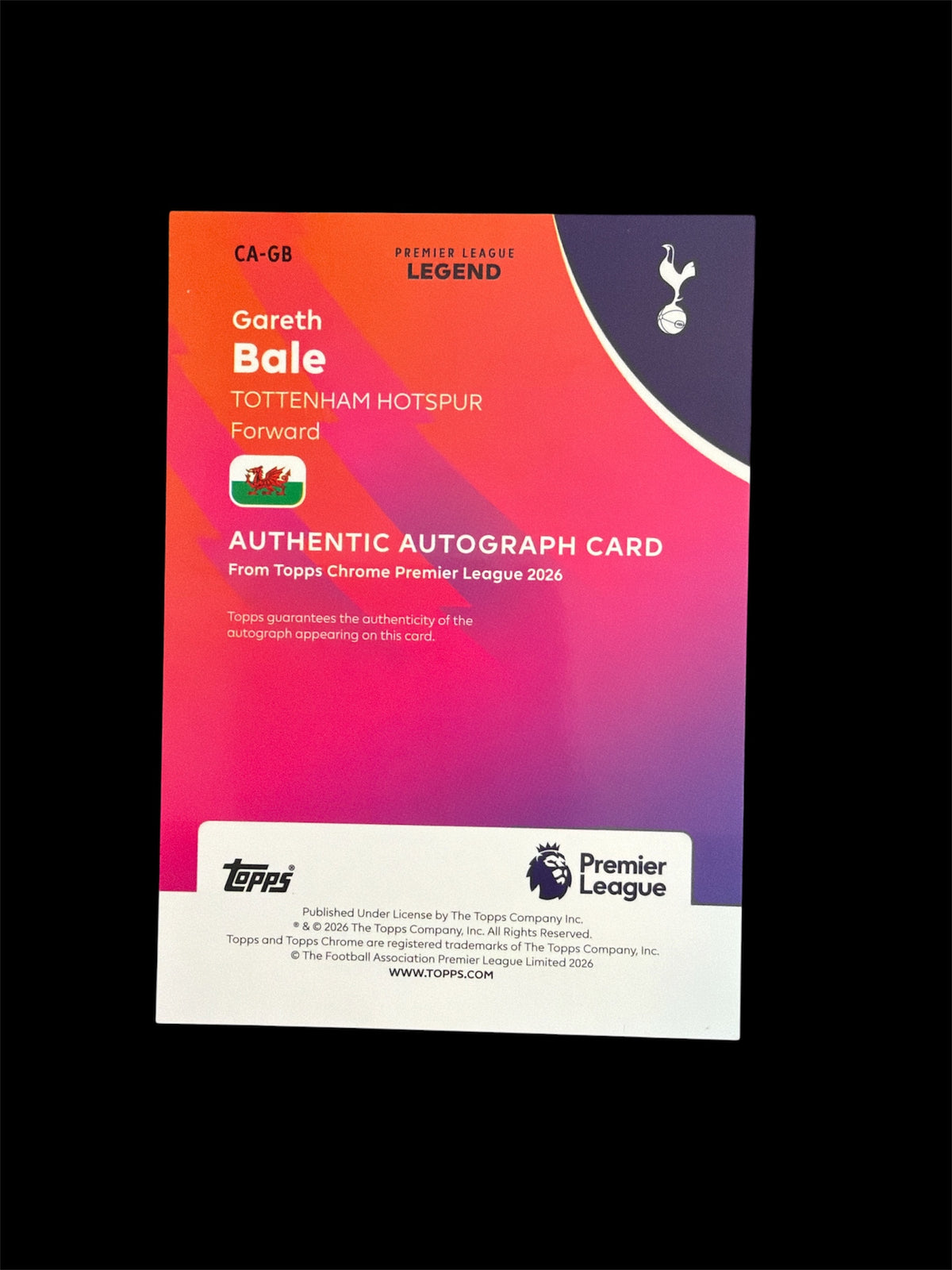 Gareth Bale Auto /75 Topps Chrome BPL 2026
