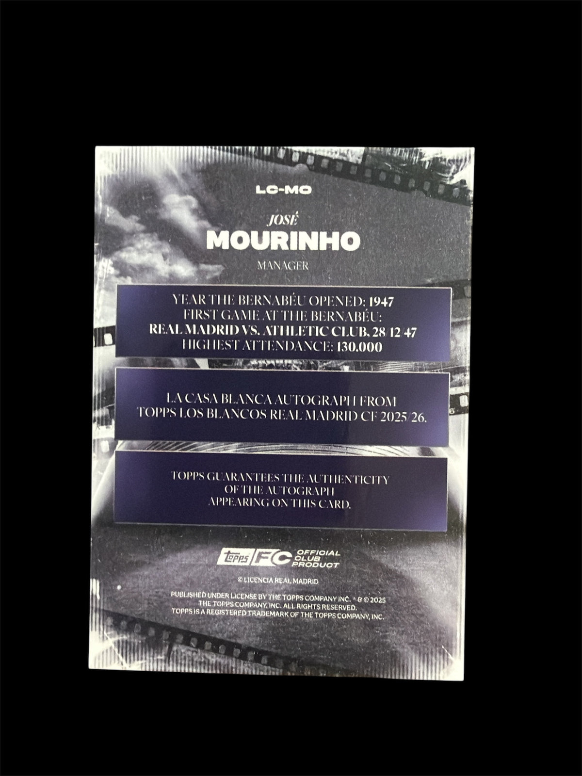 José Morinho Auto /150 Topps Real Madrid Los Blancos 2025