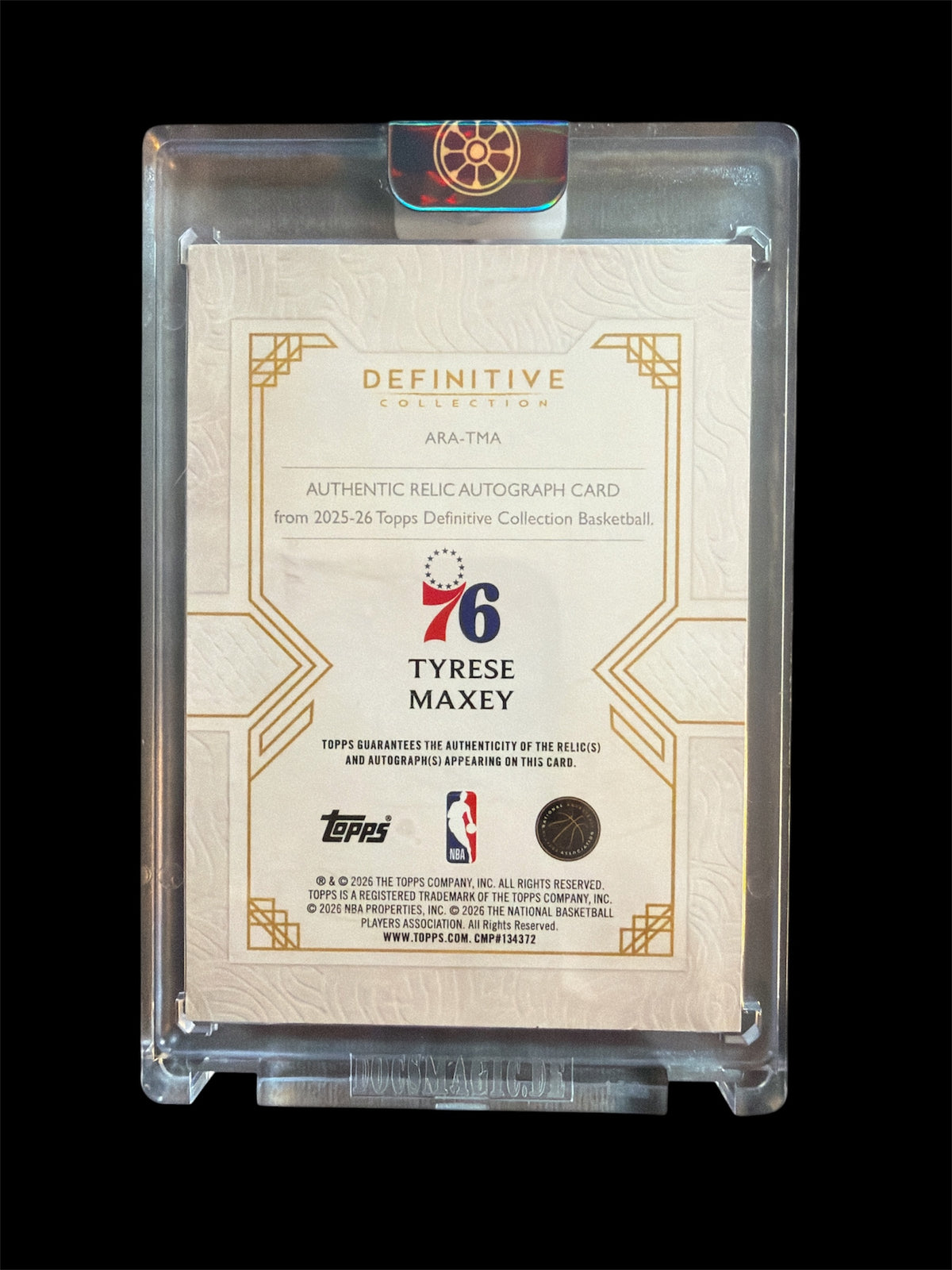 Tyrese Maxey Game-used Relic Auto /2 Topps Definitive Basketball 2025-26