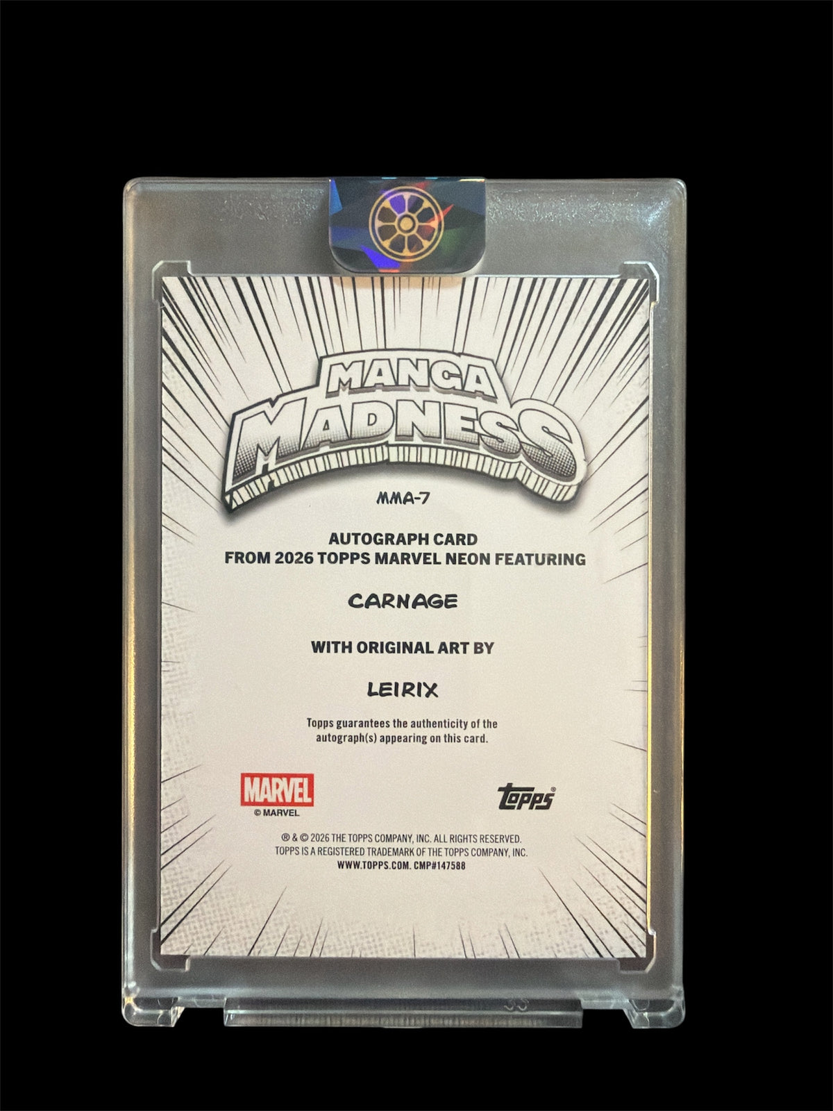 Carnage Auto Manga Madness Topps Marvel Neon 2026
