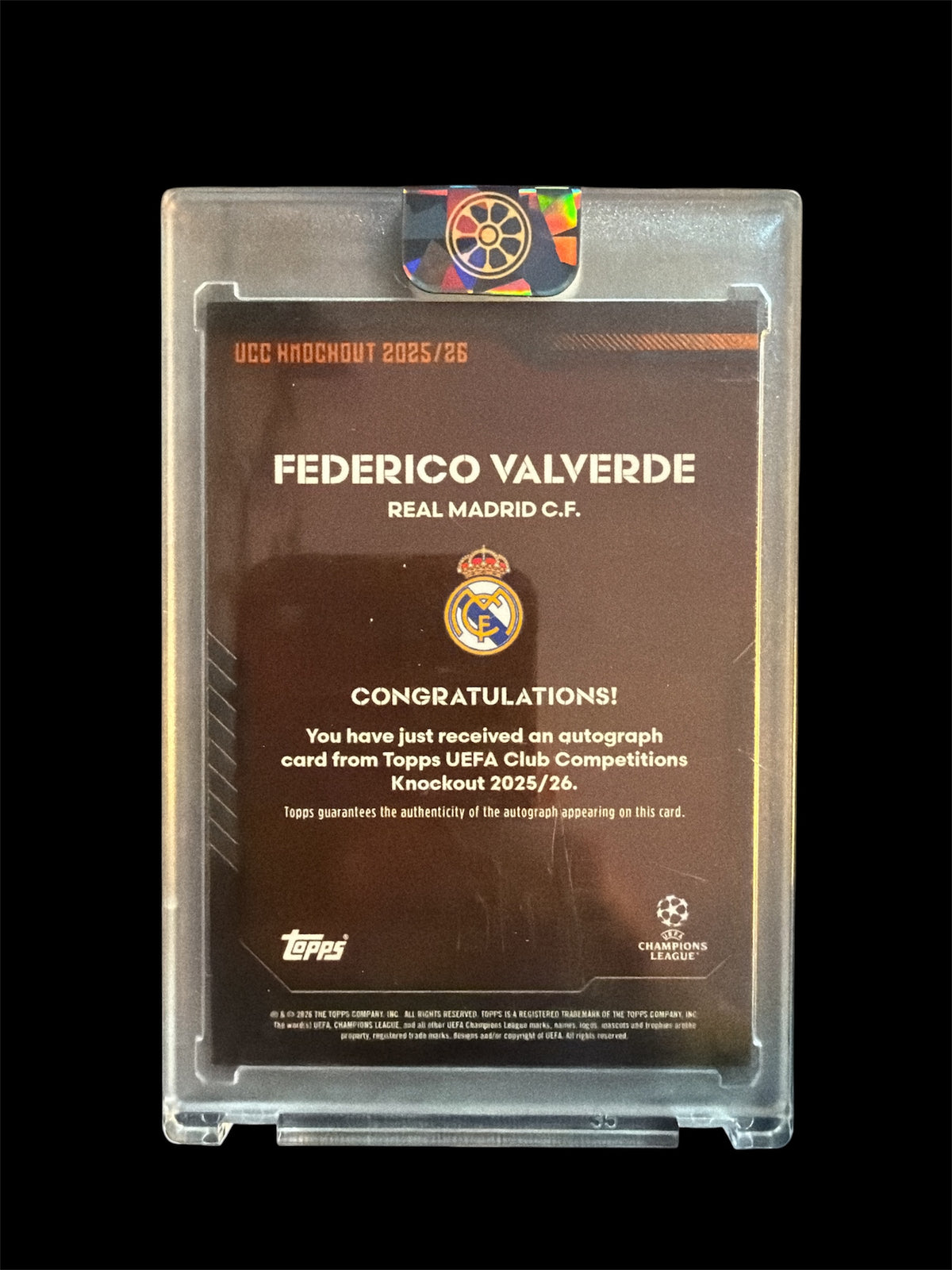 Federico Valverde Auto /25 Topps Knockout UCC 2025/26