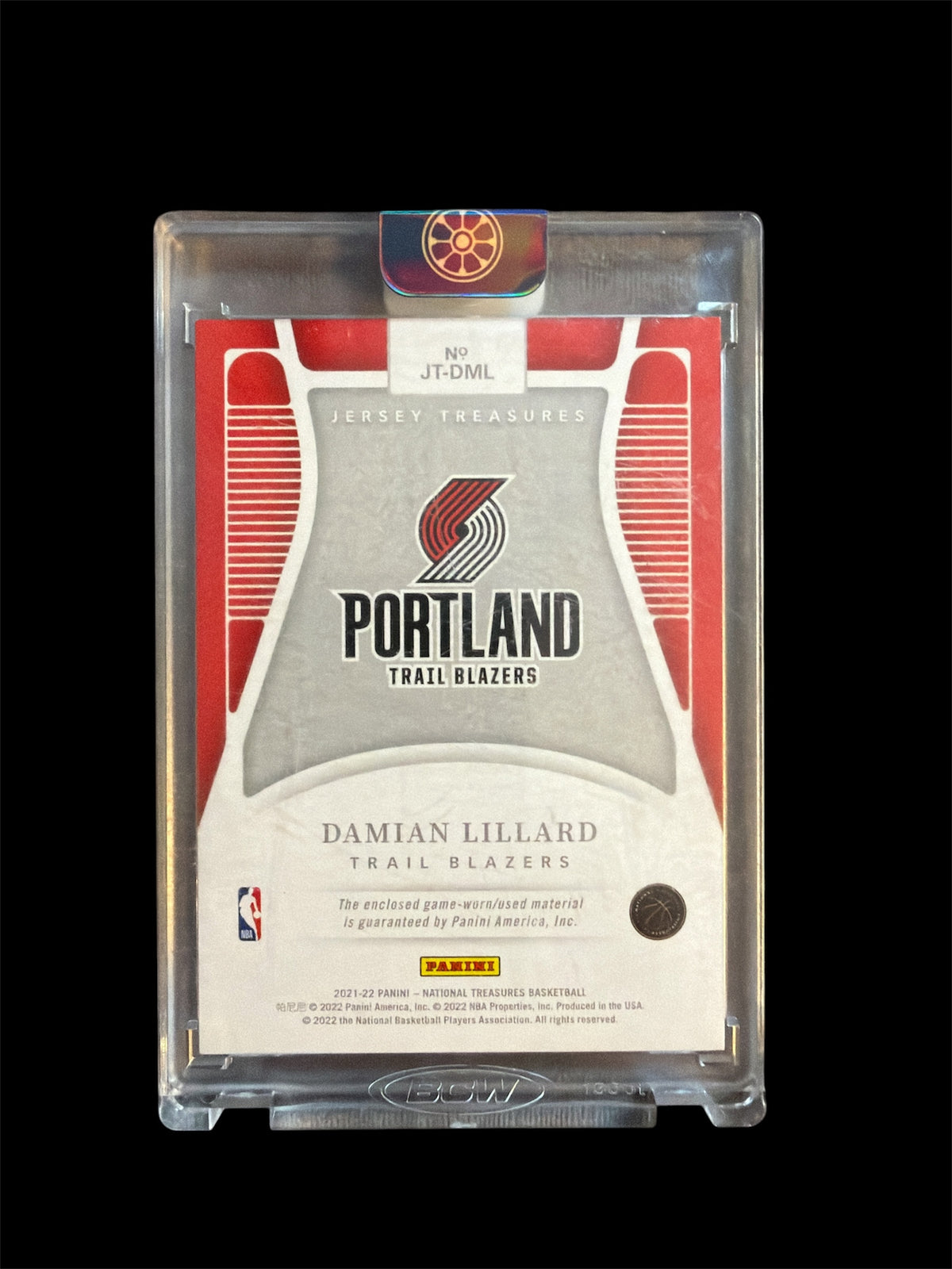 Damian Lillard Jersey Treasures /25 game worn Panini National Treasures NBA 2021-22