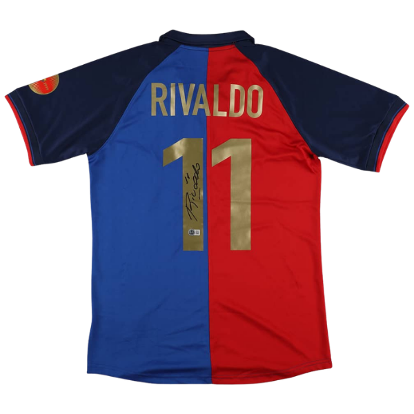 Rivaldo Signed FC Barcelona Jersey - Beckett