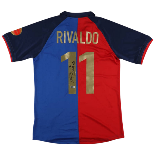 Rivaldo Signed FC Barcelona Jersey - Beckett